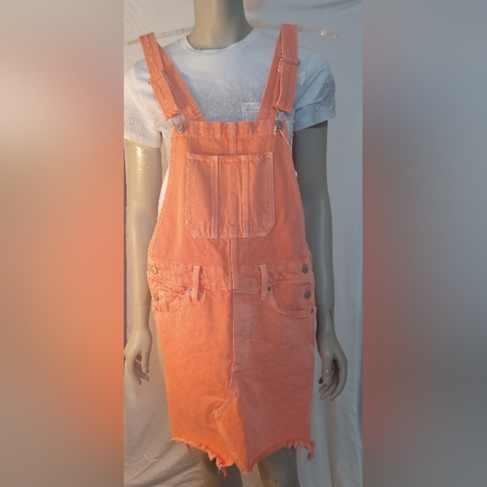 Lucky Brand Orange Denim Overall Dress